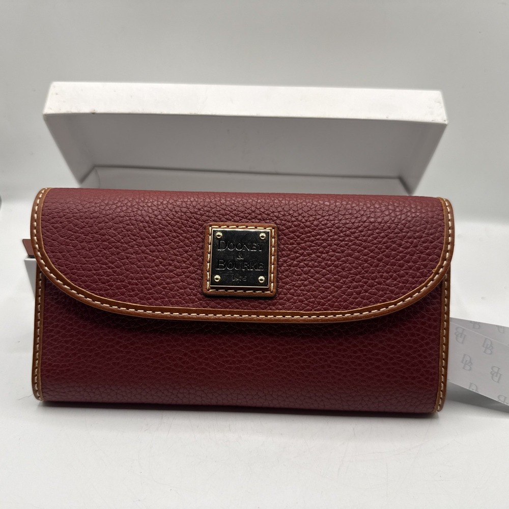 Dooney & Bourke Womens Continental Clutch Waller Pebble Leather Dark Red NWT